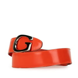 Gucci G Buckle Belt 037 194 0956 Orange Leather Women's GUCCI