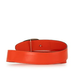 Gucci G Buckle Belt 037 194 0956 Orange Leather Women's GUCCI