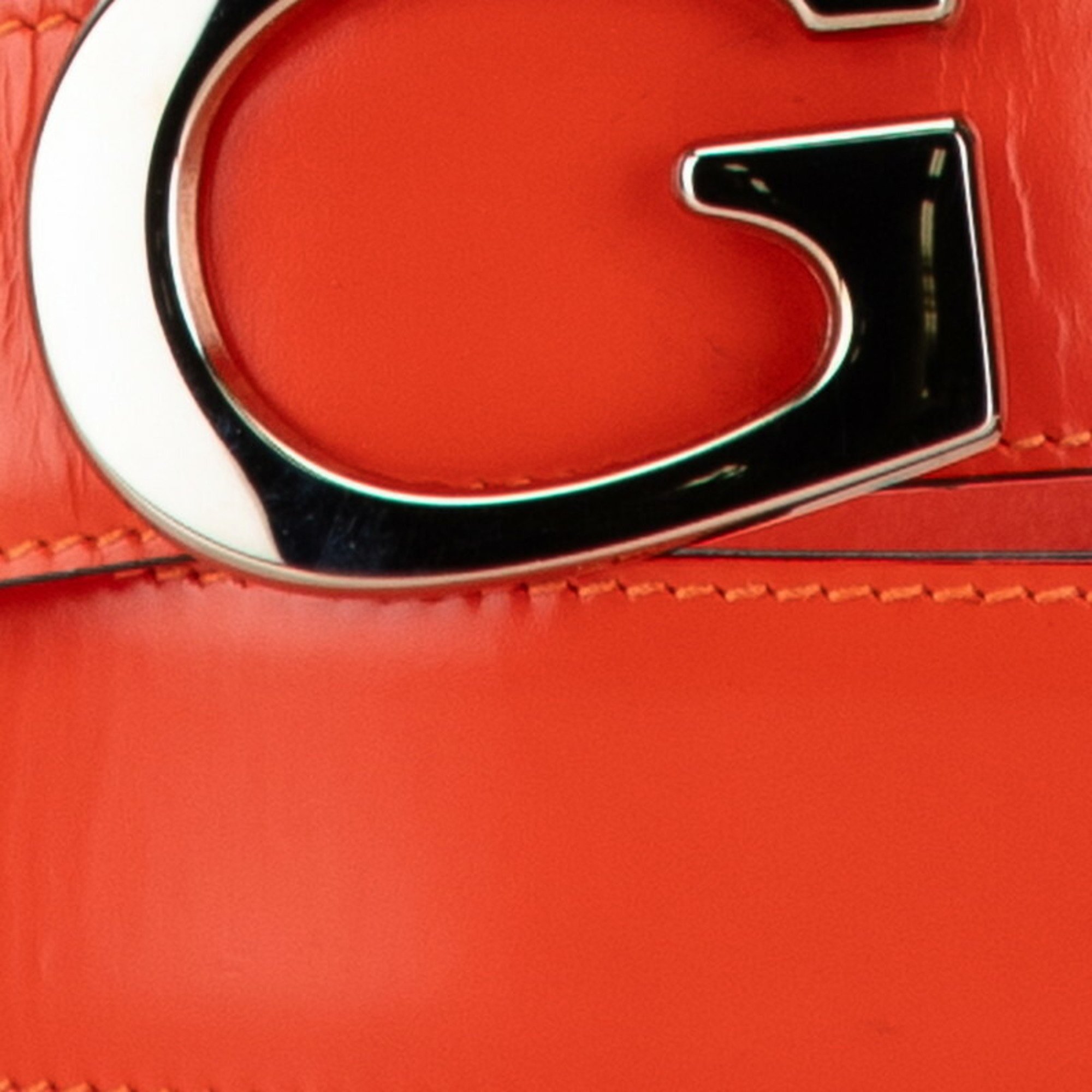 Gucci G Buckle Belt 037 194 0956 Orange Leather Women's GUCCI