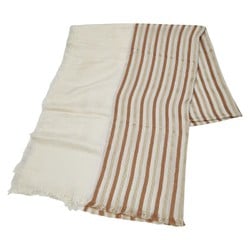 Gucci GG Stripe Scarf Large Stole Beige Brown Wool Women's GUCCI