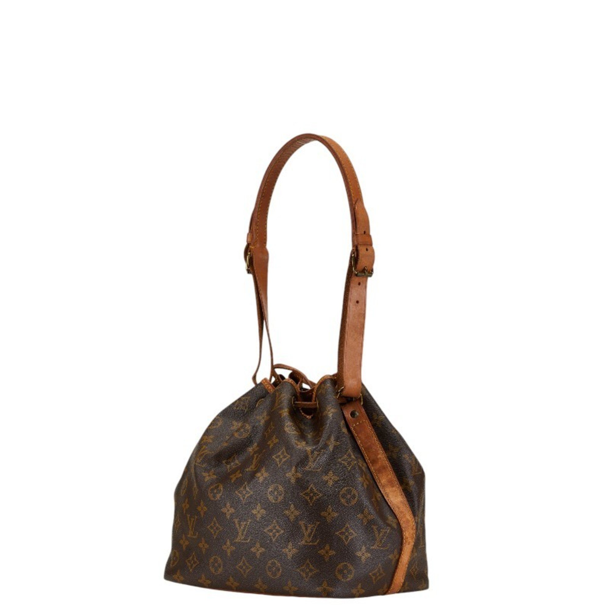 Louis Vuitton Monogram Petit Noe Shoulder Bag M42226 Brown PVC Leather Women's LOUIS VUITTON