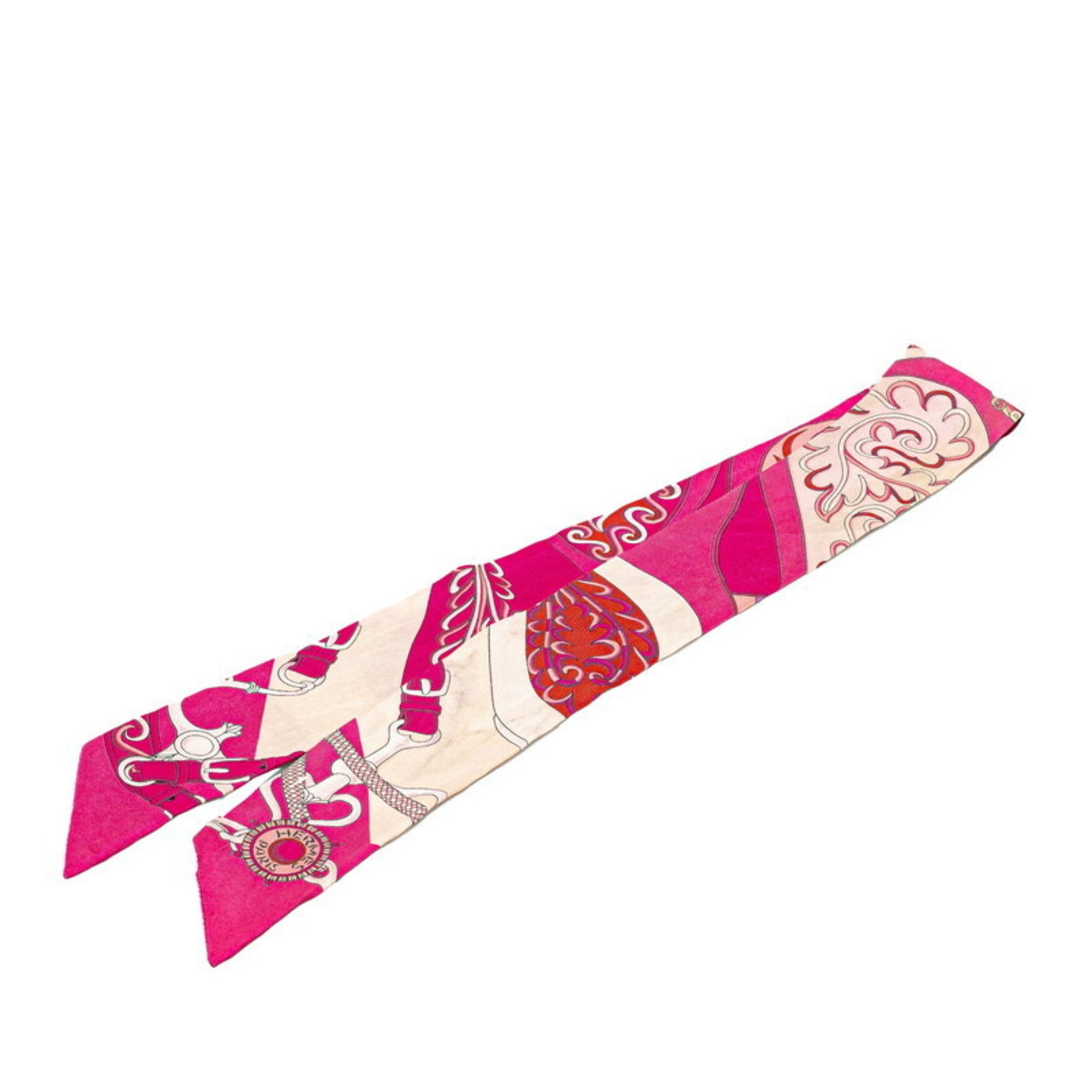 Hermes Twilly FESTIVAL DES AMAZONES Amazon Festival Scarf Muffler Fuchsia Nacré Rose Silk Women's HERMES