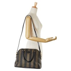 FENDI Pecan Handbag Shoulder Bag 14092 Brown Black PVC Leather Women's