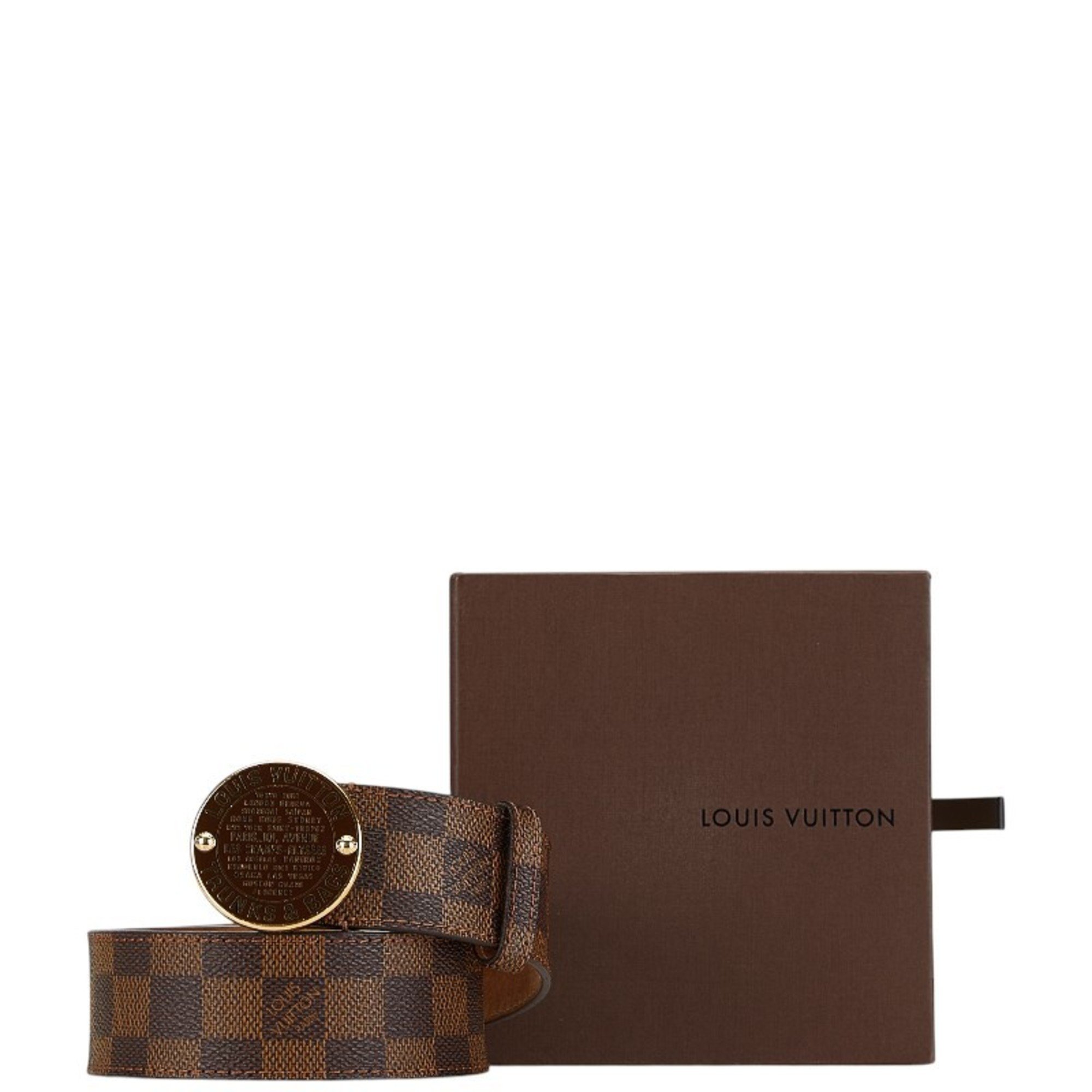 Louis Vuitton Damier Santur T&B Belt 80/32 N6875 Brown PVC Leather Women's LOUIS VUITTON