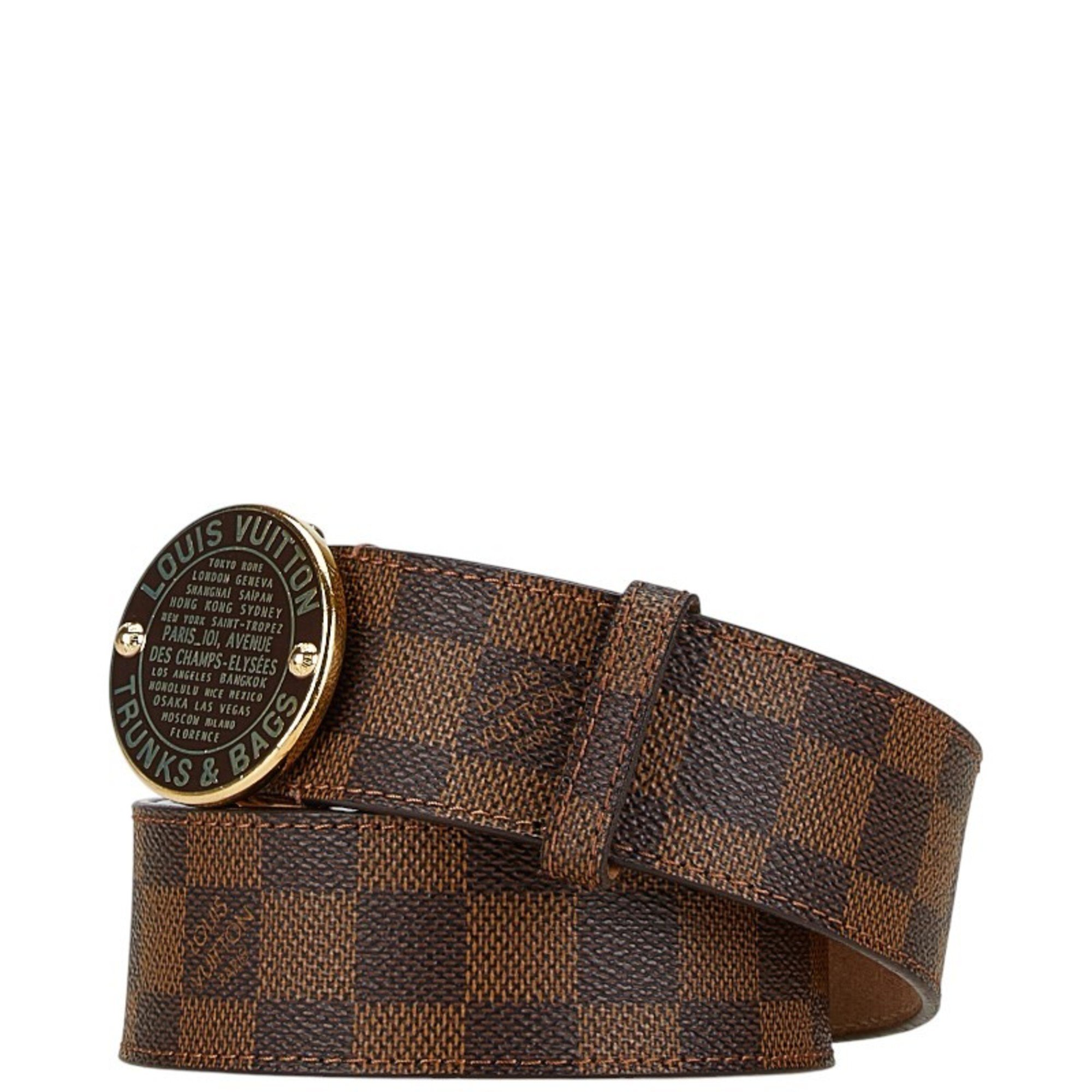 Louis Vuitton Damier Santur T&B Belt 80/32 N6875 Brown PVC Leather Women's LOUIS VUITTON