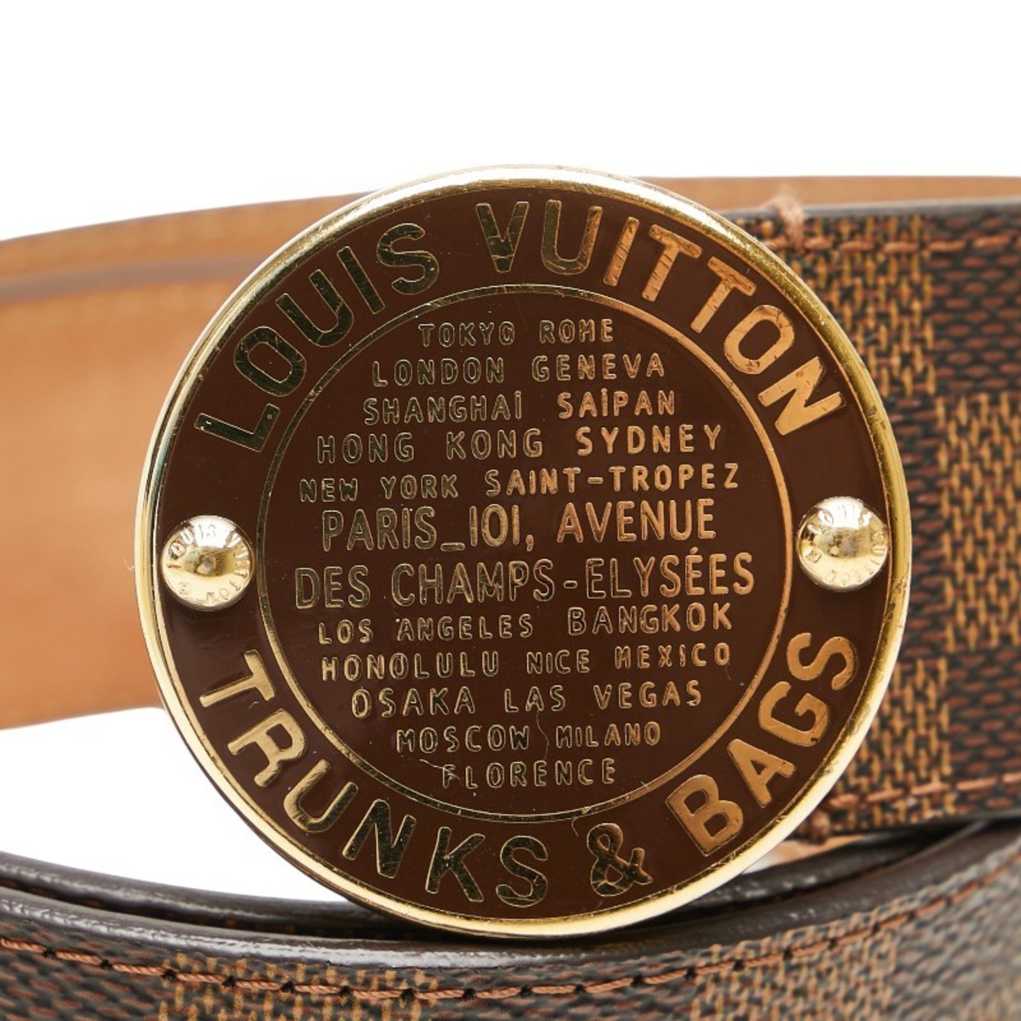 Louis Vuitton Damier Santur T&B Belt 80/32 N6875 Brown PVC Leather Women's LOUIS VUITTON