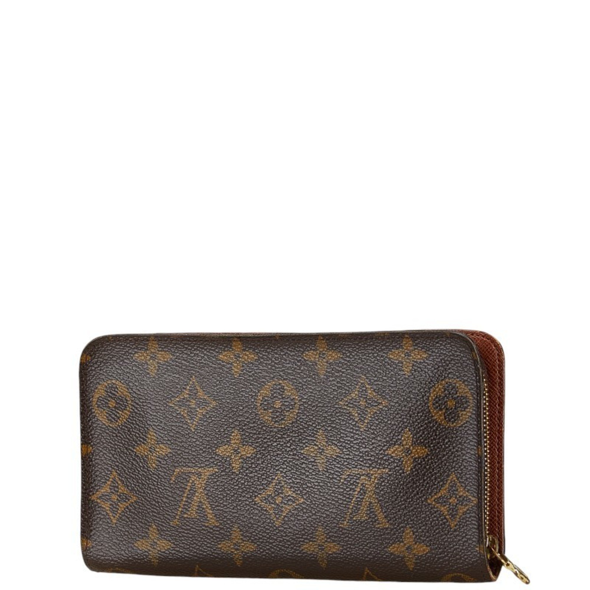 Louis Vuitton Monogram Porto Monone Zip Round Long Wallet M61727 Brown PVC Leather Women's LOUIS VUITTON