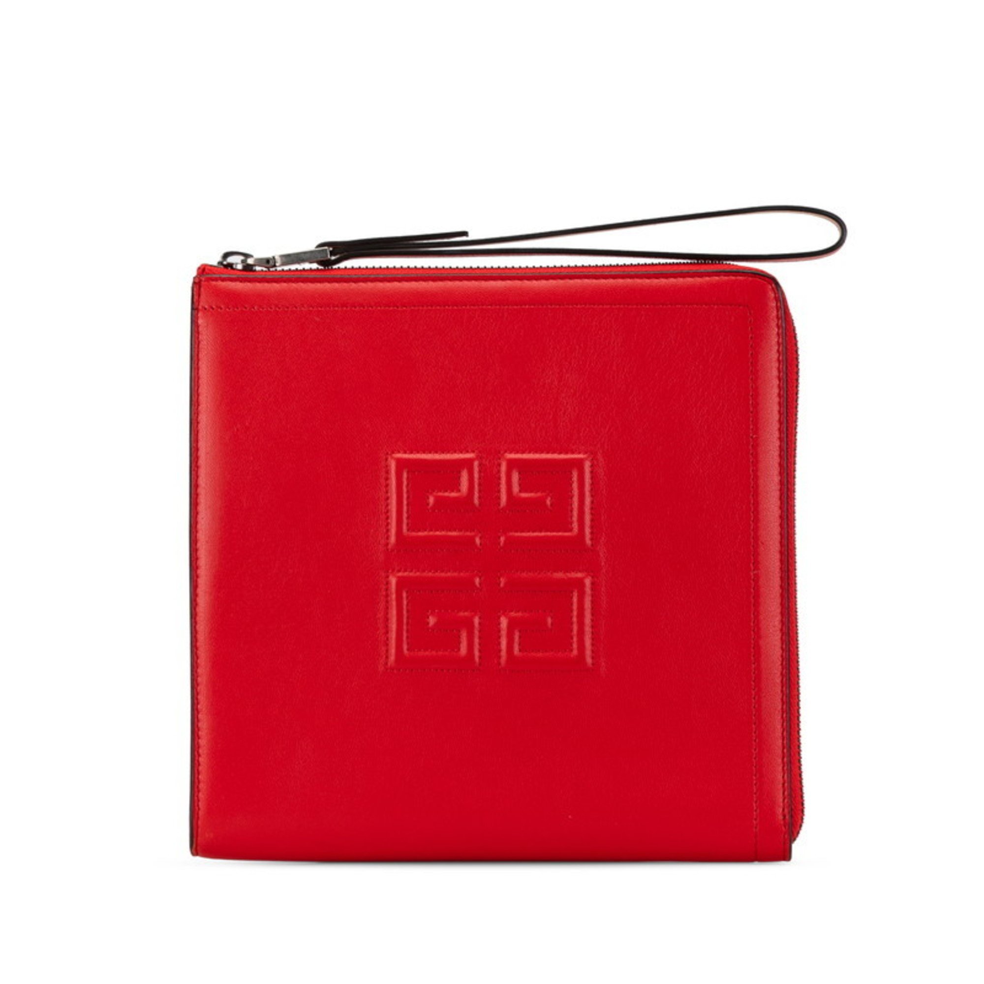 Givenchy 4G Clutch Bag Second Red Leather Women's