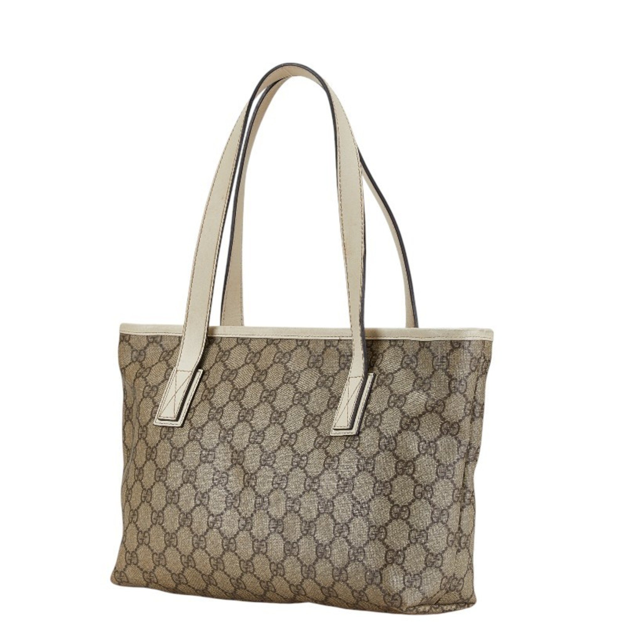 Gucci GG Supreme Handbag Tote Bag 211138 Beige PVC Leather Women's GUCCI