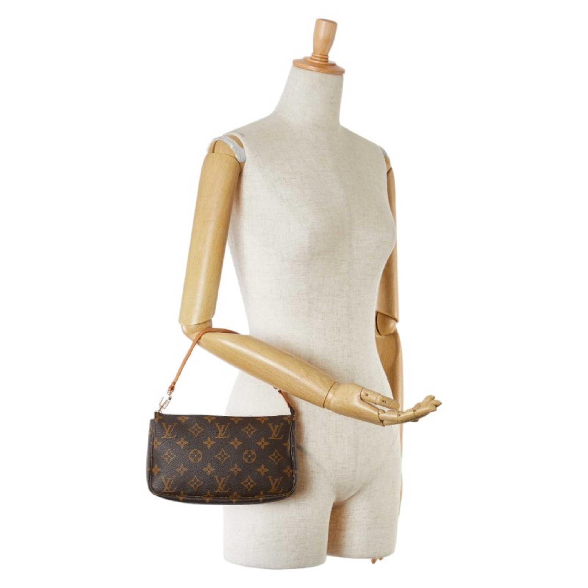 Louis Vuitton Monogram Pochette Accessoires Handbag M51980 Brown PVC Leather Women's LOUIS VUITTON