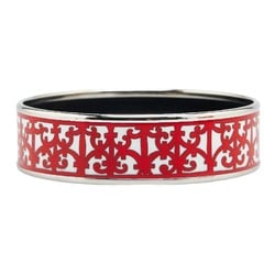 Hermes enamel GM cloisonné bangle silver white red metal women's HERMES