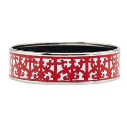 Hermes enamel GM cloisonné bangle silver white red metal women's HERMES