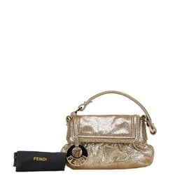 FENDI Chef Bag Handbag 8BK037 Gold Leather Women's