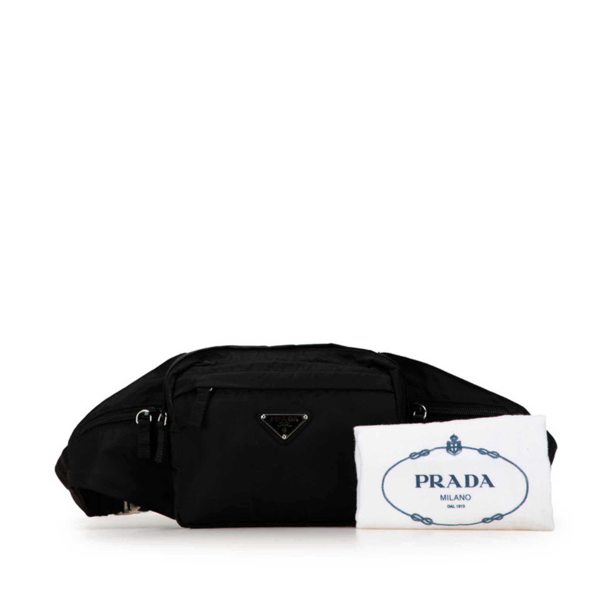 Prada Triangle Plate Waist Bag Body Black Nylon Women's PRADA