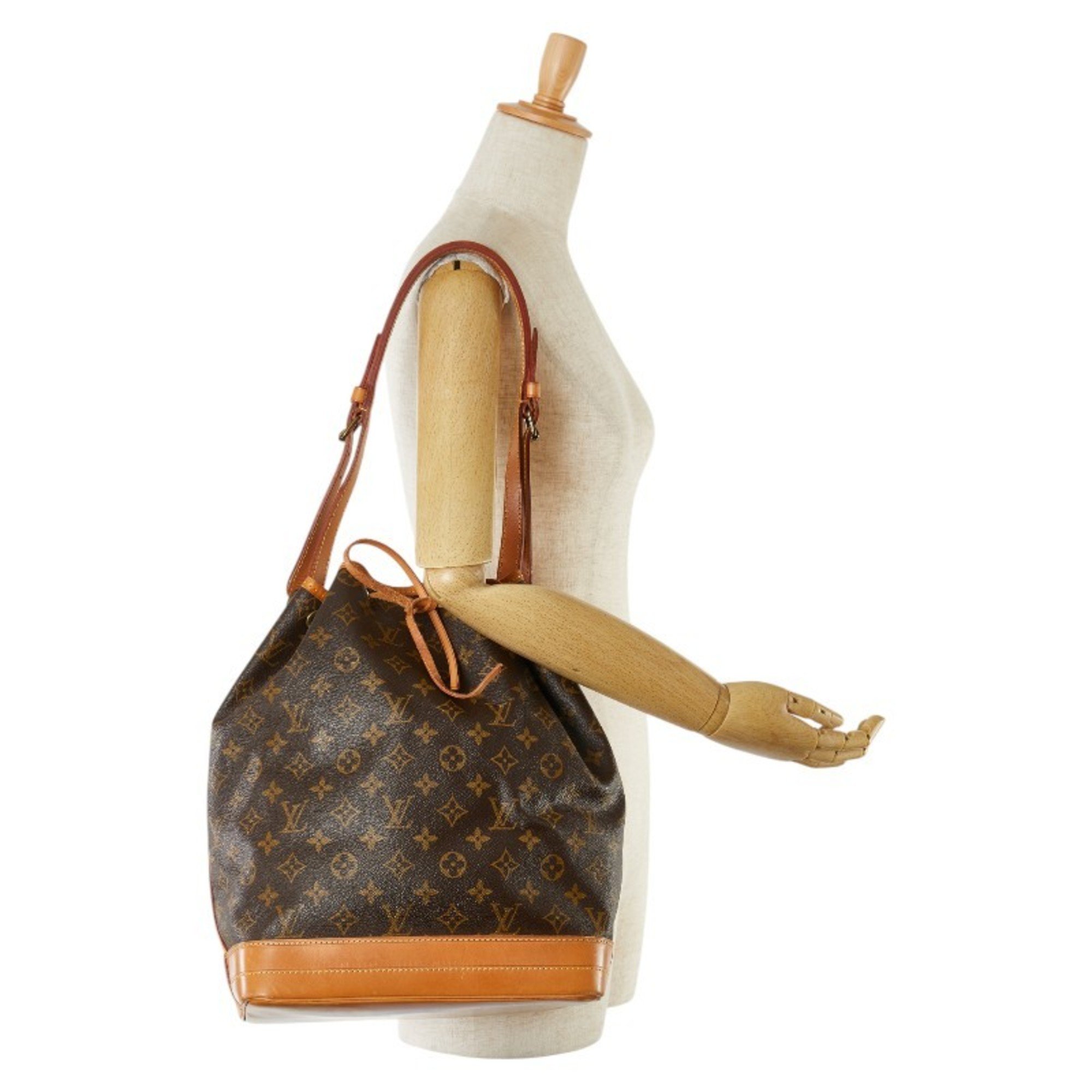 Louis Vuitton Monogram Noe Shoulder Bag M42224 Brown PVC Leather Women's LOUIS VUITTON