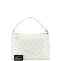 Chanel Matelasse Wild Stitch Coco Mark Bag Handbag White Lambskin Women's CHANEL