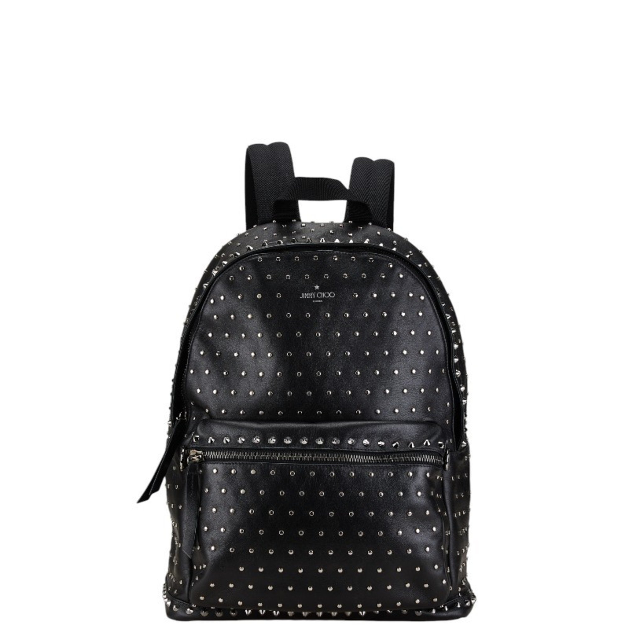 Jimmy Choo Studded Backpack Black Silver Leather Women's JIMMY CHOO