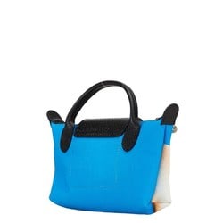 Longchamp TOILET PAPER collaboration Le Pliage Banana handbag blue black canvas leather ladies