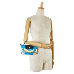 Longchamp TOILET PAPER collaboration Le Pliage Banana handbag blue black canvas leather ladies