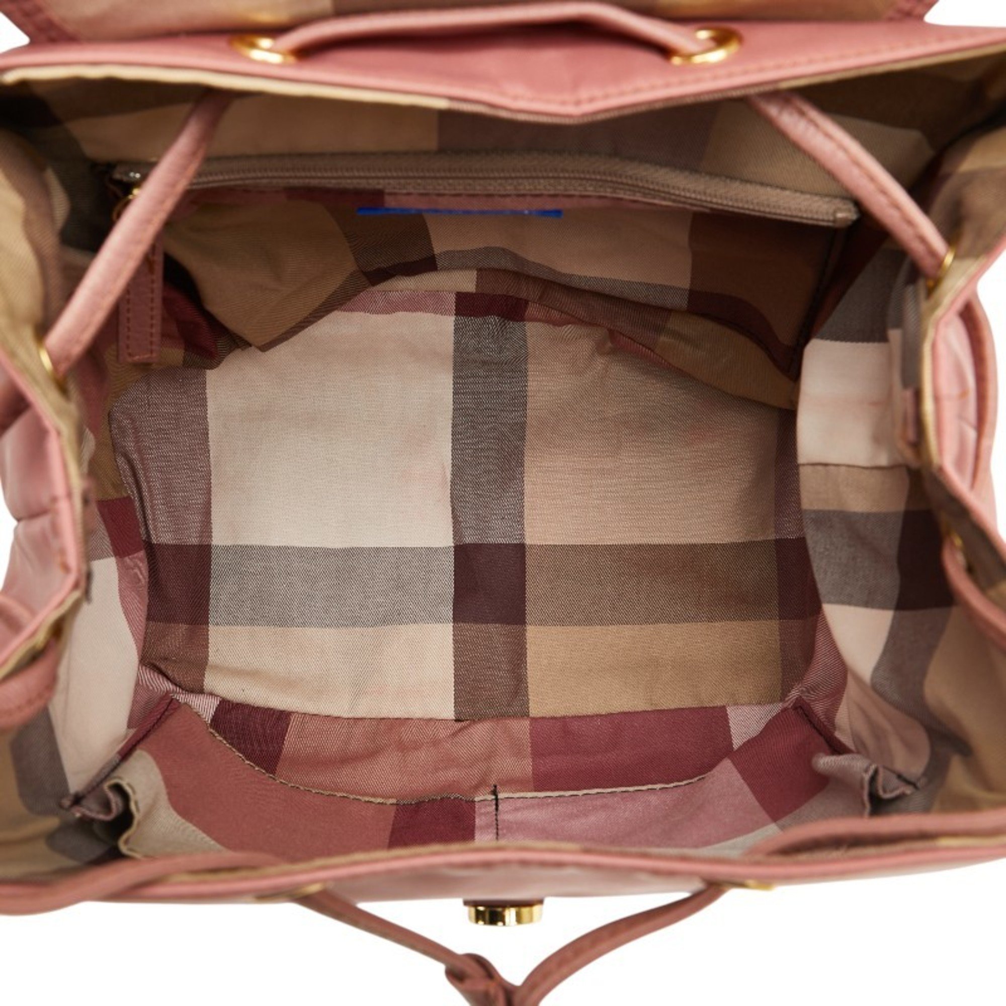 Burberry Check Backpack Pink Nylon Leather Women's BURBERRY