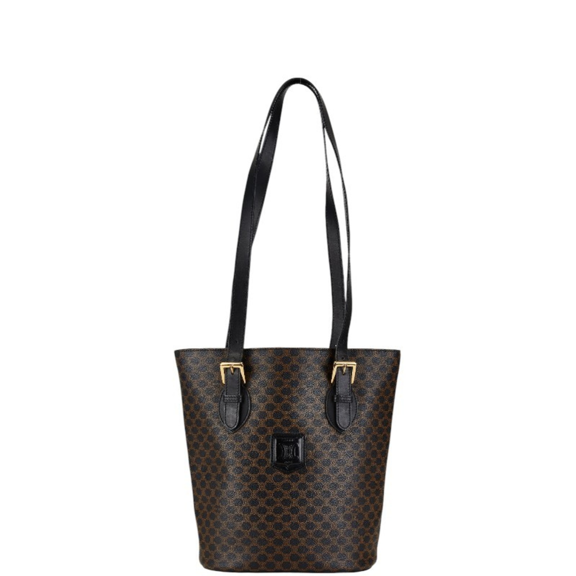 Celine Macadam Tote Bag Brown Black PVC Leather Women's CELINE