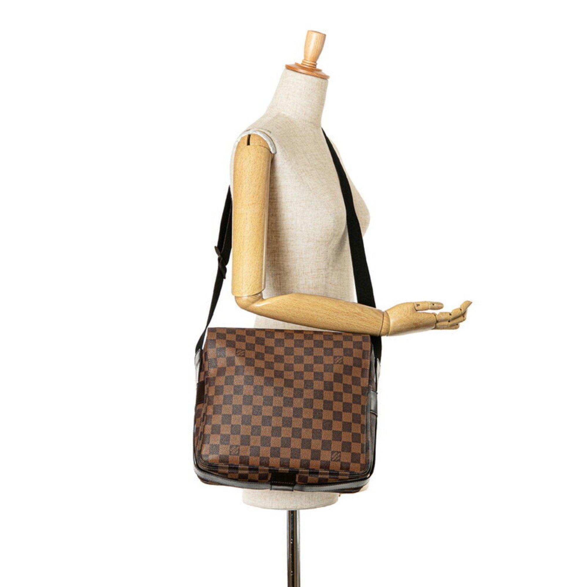 Louis Vuitton Damier Naviglio Shoulder Bag N45255 Brown PVC Leather Women's LOUIS VUITTON