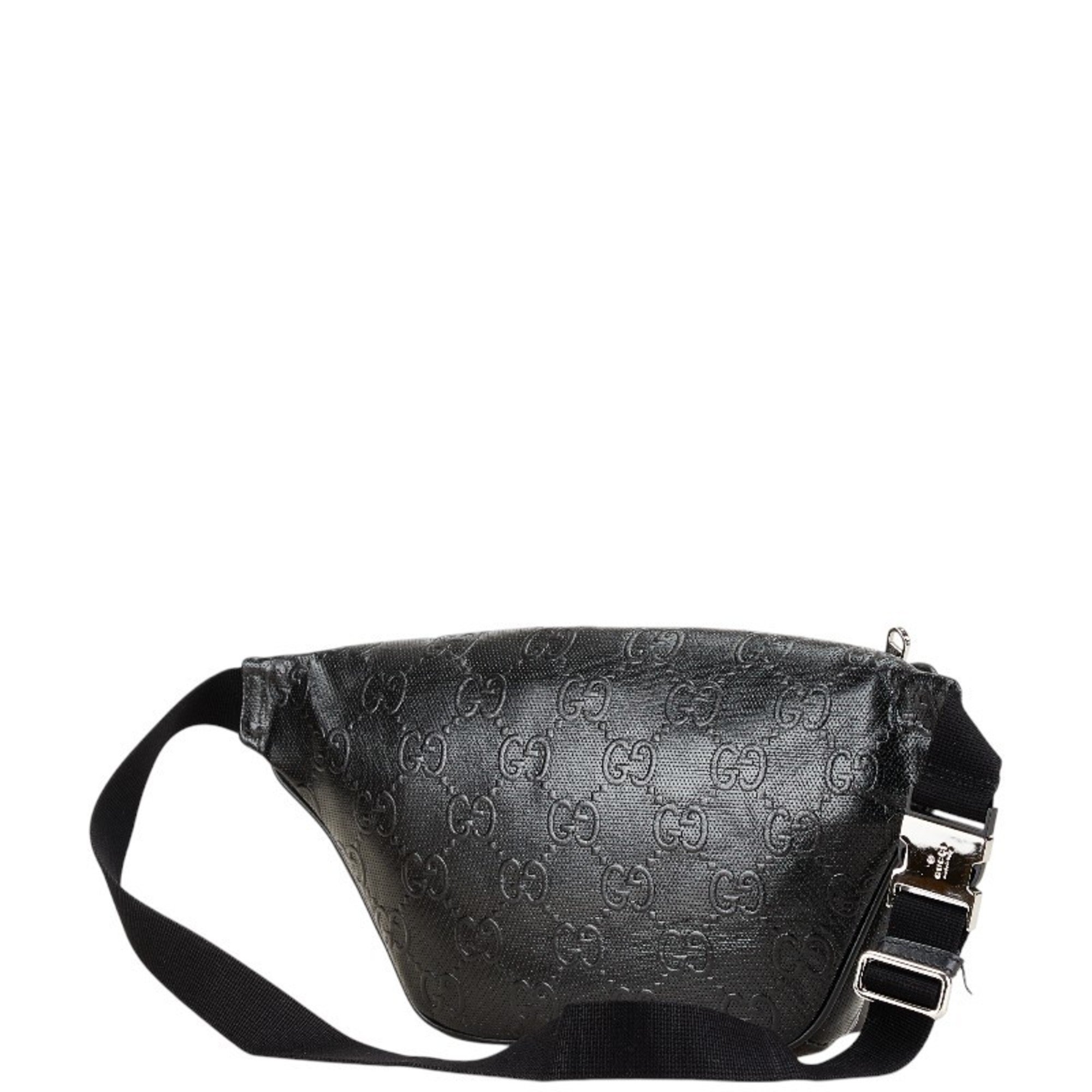 Gucci GG embossed body bag/waist bag 645093 black leather women's GUCCI