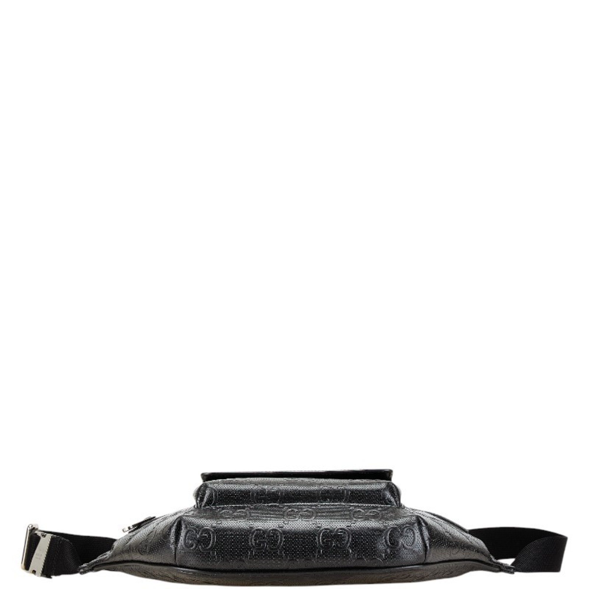 Gucci GG embossed body bag/waist bag 645093 black leather women's GUCCI