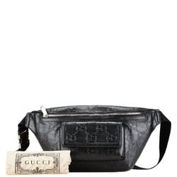 Gucci GG embossed body bag/waist bag 645093 black leather women's GUCCI