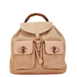 Gucci Bamboo Backpack 003 58 0016 Beige Pink Suede Leather Women's GUCCI