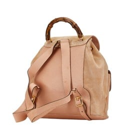 Gucci Bamboo Backpack 003 58 0016 Beige Pink Suede Leather Women's GUCCI