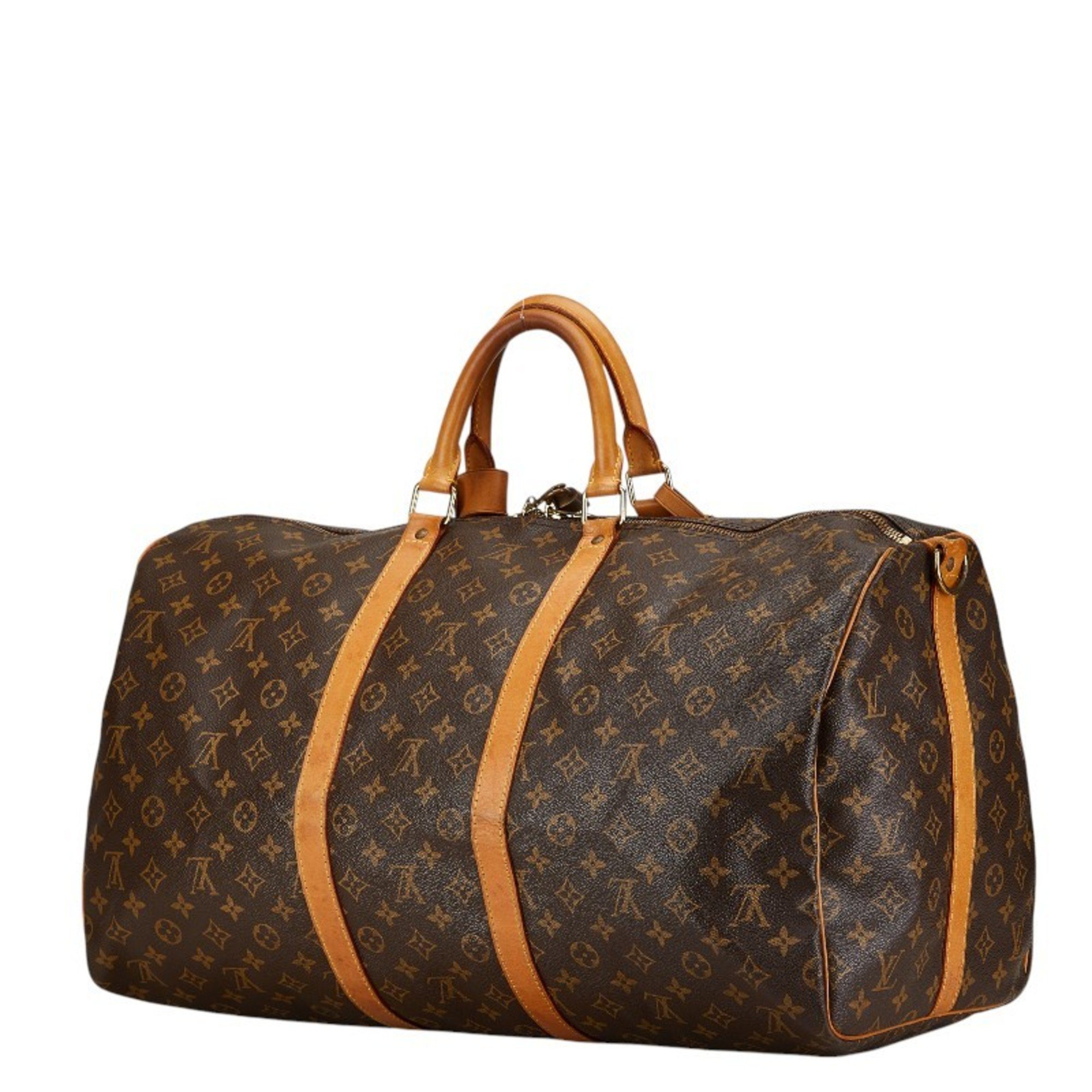 Louis Vuitton Monogram Keepall Bandouliere 55 Boston Bag Travel M41414 Brown PVC Leather Women's LOUIS VUITTON