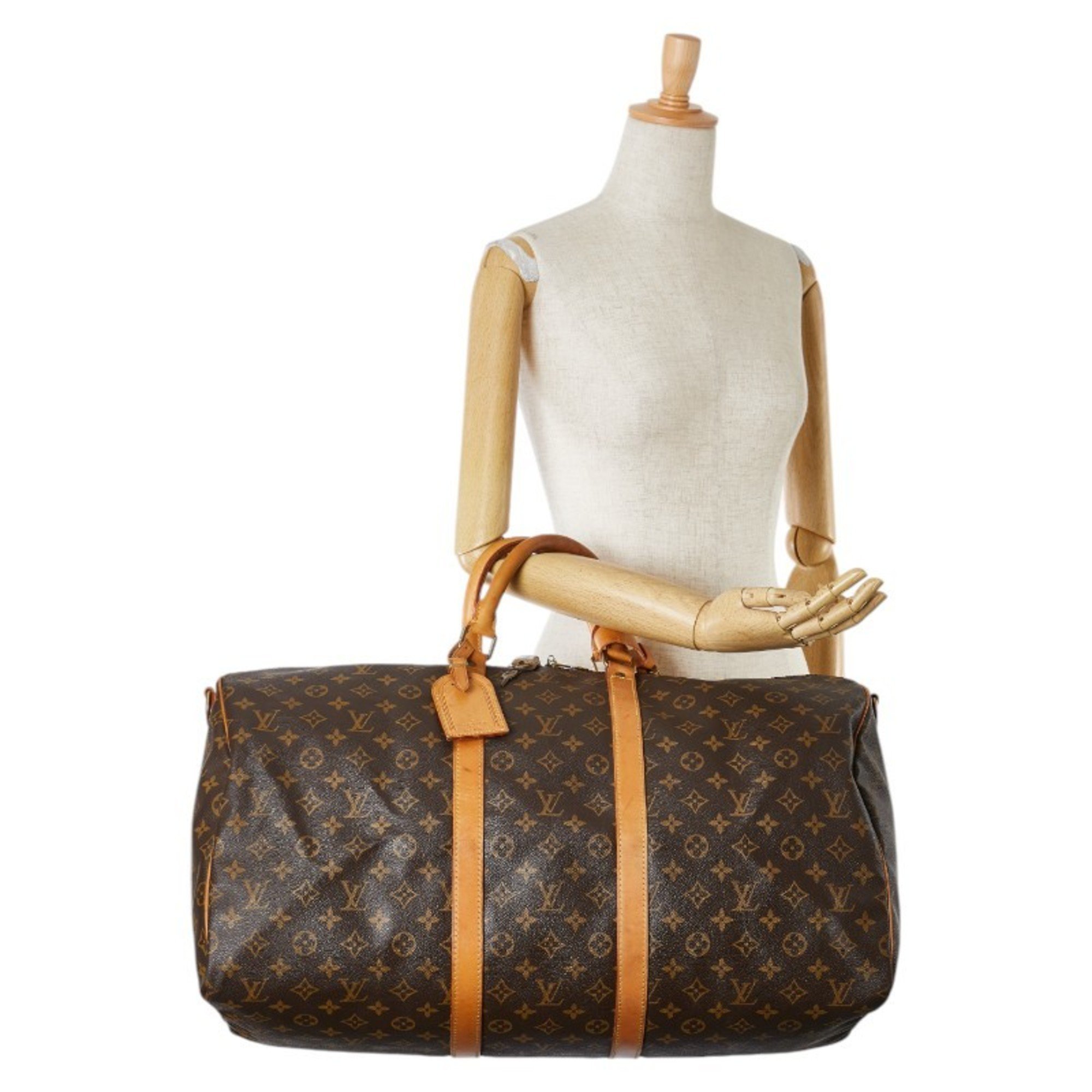 Louis Vuitton Monogram Keepall Bandouliere 55 Boston Bag Travel M41414 Brown PVC Leather Women's LOUIS VUITTON