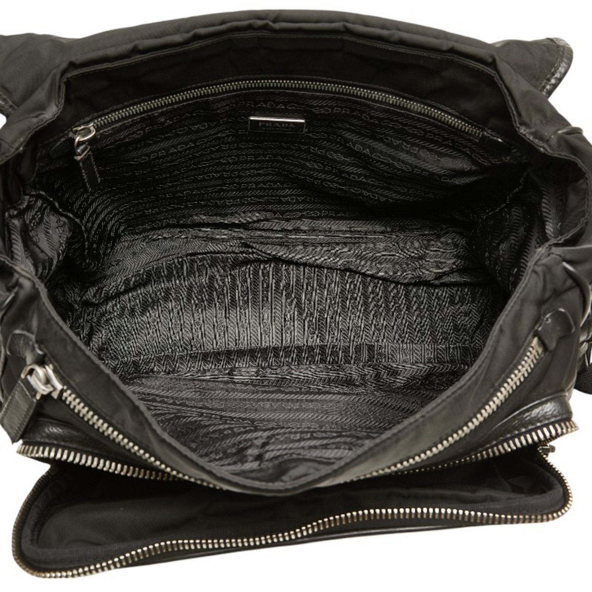 Prada Triangle Plate Bag Shoulder 2VD166 Black Nylon Leather Women's PRADA