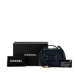 Chanel Matelasse CC Filigree Handbag Chain Shoulder Bag A93342 Navy Black Caviar Skin Women's CHANEL