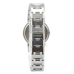 BVLGARI 12P Diamond Watch BB26SS Quartz Black Dial Stainless Steel Women's