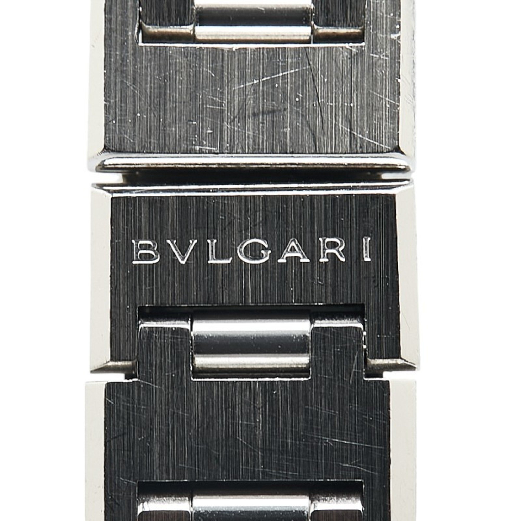 BVLGARI 12P Diamond Watch BB26SS Quartz Black Dial Stainless Steel Women's