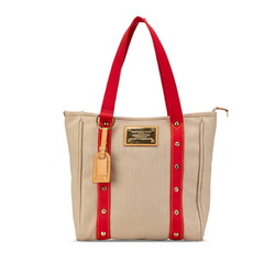 Louis Vuitton Antigua Cabas MM Tote Bag Shoulder M40035 Beige Red Canvas Women's LOUIS VUITTON