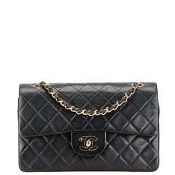 Chanel Matelasse 23 Double Flap Chain Shoulder Bag Black Lambskin Women's CHANEL