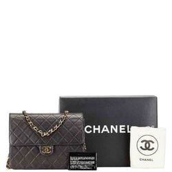 Chanel Matelasse Coco Mark Push Lock Chain Shoulder Bag Black Lambskin Women's CHANEL