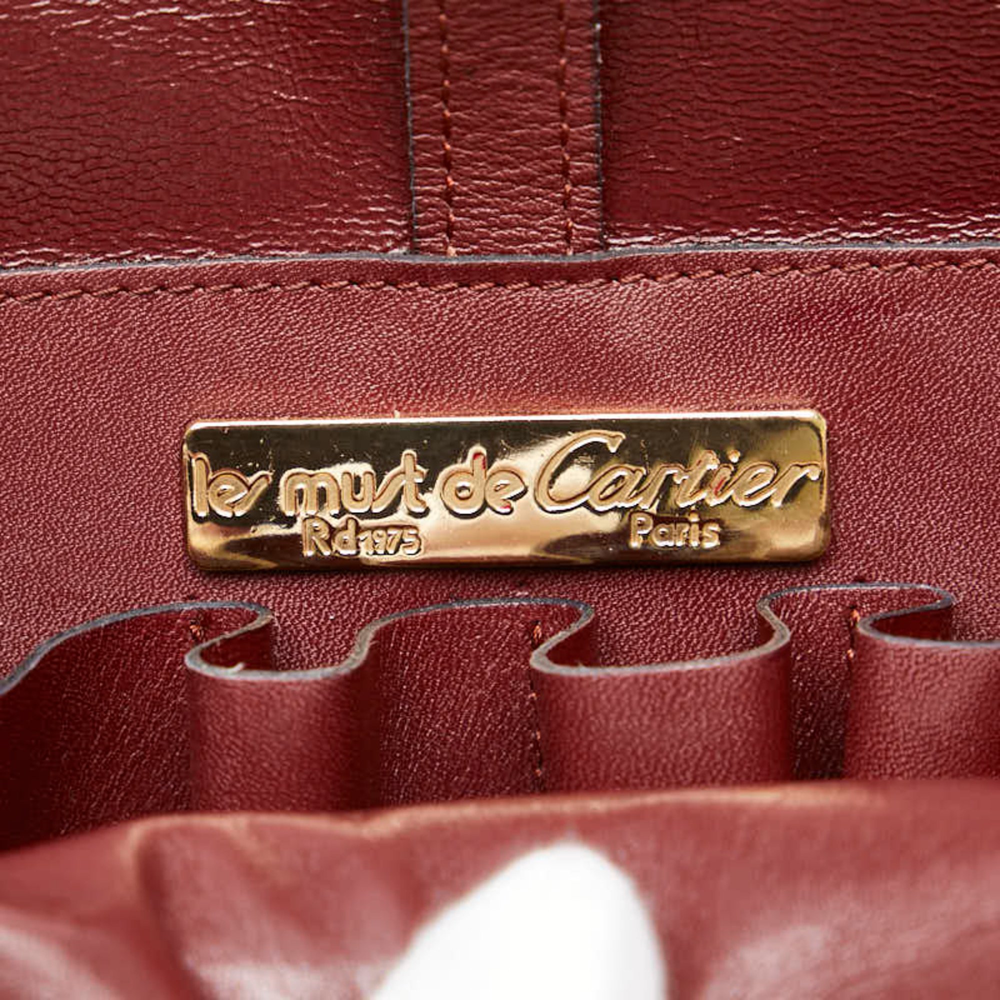 Cartier Must de Shoulder Bag Wine Red Leather Women's CARTIER