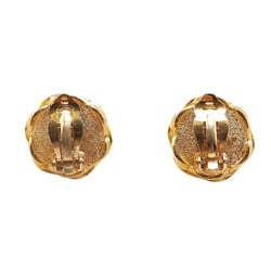 Chanel Coco Mark Octagon Earrings Gold Black Plated Plastic Women's CHANEL