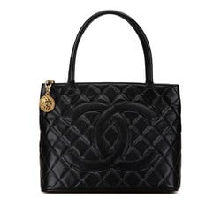 Chanel Matelasse Reproduction Tote Bag Handbag Black Caviar Skin Women's CHANEL