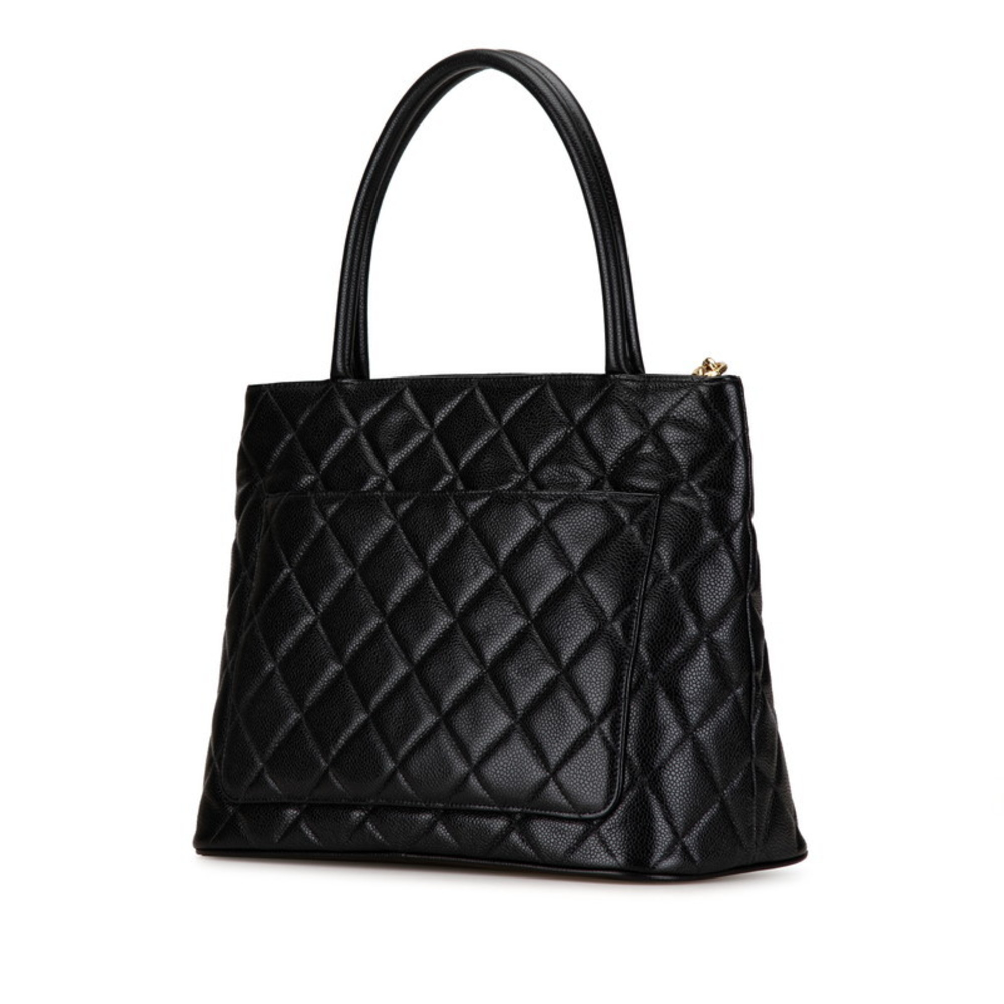 Chanel Matelasse Reproduction Tote Bag Handbag Black Caviar Skin Women's CHANEL