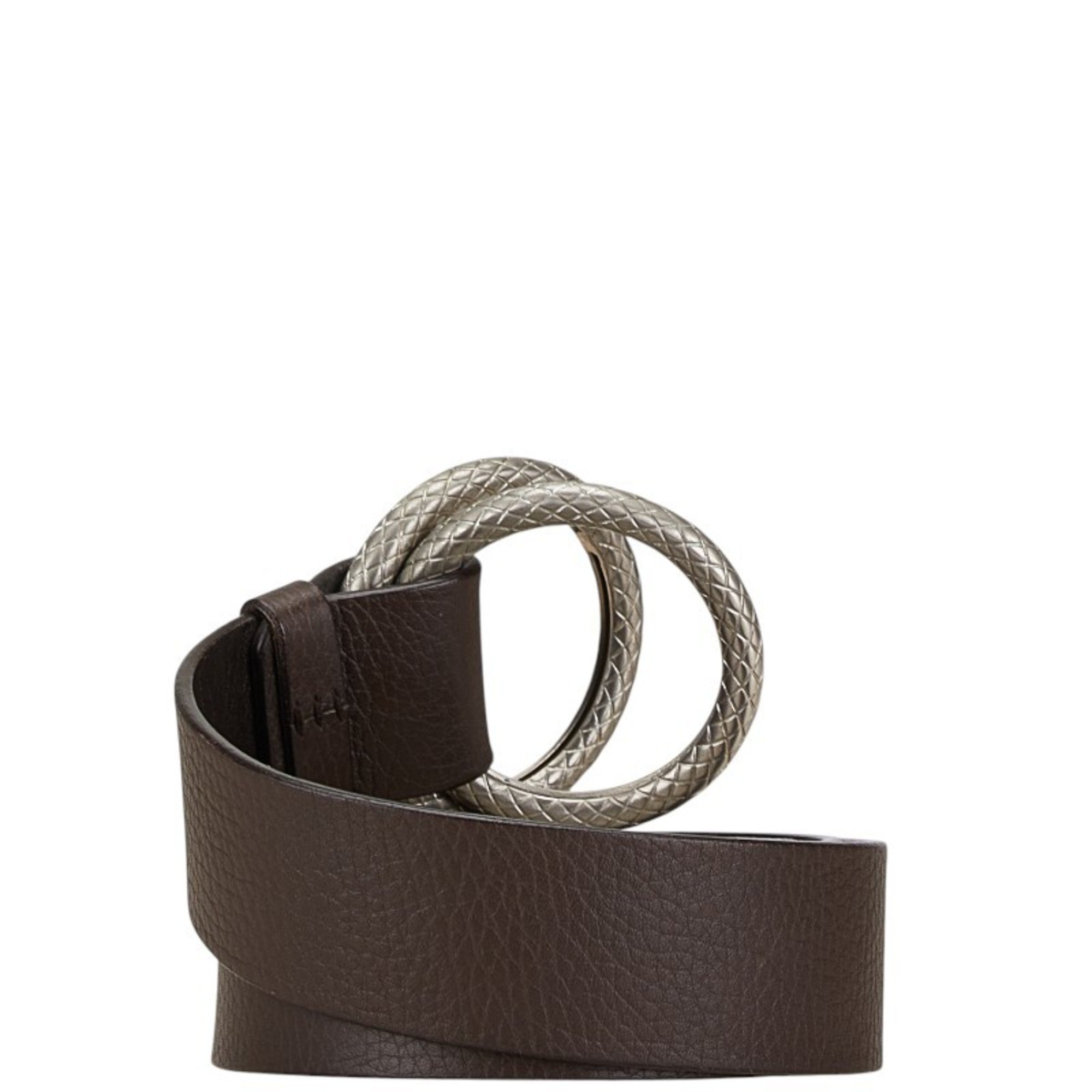 Bottega Veneta belt brown silver leather women's BOTTEGAVENETA