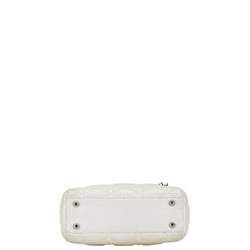 Christian Dior Dior Lady Cannage Handbag Shoulder Bag White Leather Women's