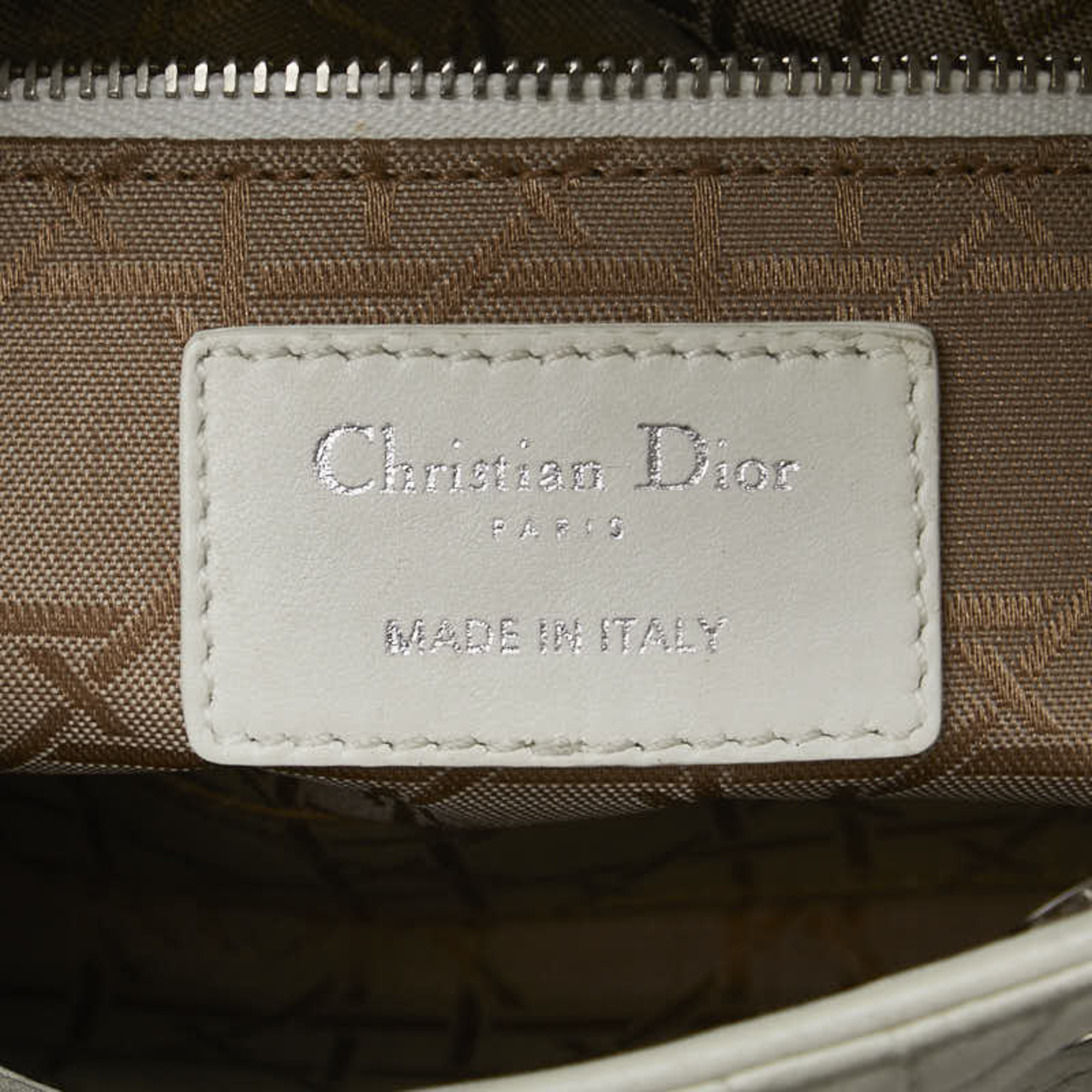 Christian Dior Dior Lady Cannage Handbag Shoulder Bag White Leather Women's