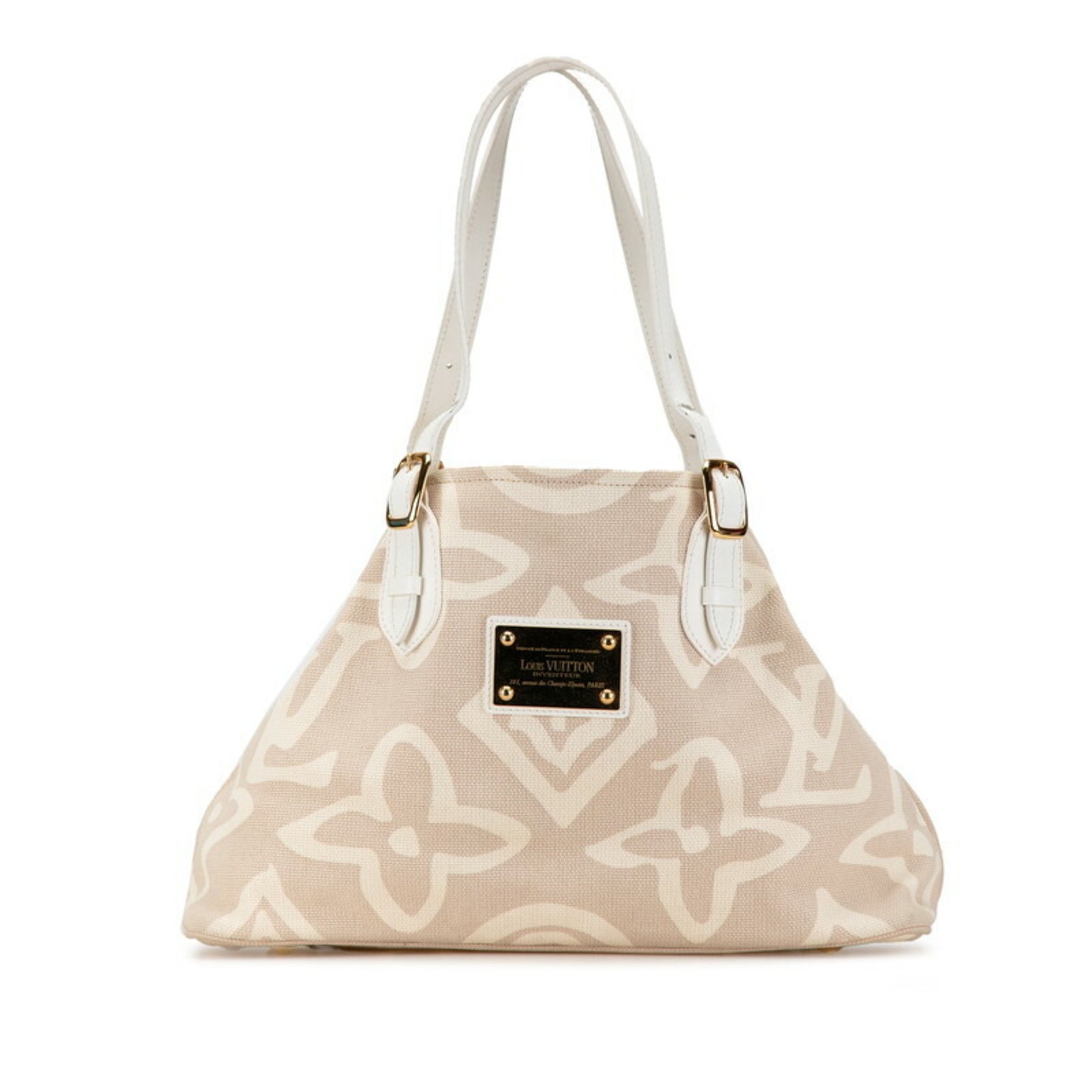 Louis Vuitton Cruise Line Taisienne PM Tote Bag Shoulder M95674 Sable Beige White Canvas Leather Women's LOUIS VUITTON