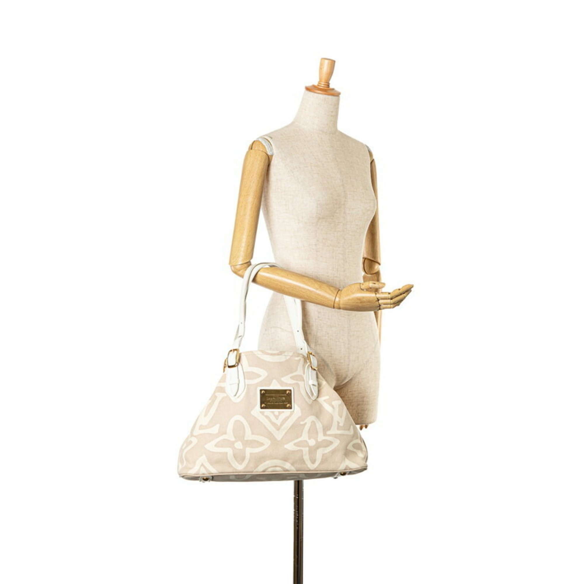 Louis Vuitton Cruise Line Taisienne PM Tote Bag Shoulder M95674 Sable Beige White Canvas Leather Women's LOUIS VUITTON