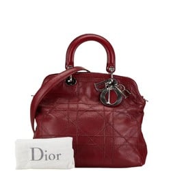 Christian Dior Dior Granville Cannage Handbag Shoulder Bag Wine Red Leather Women's